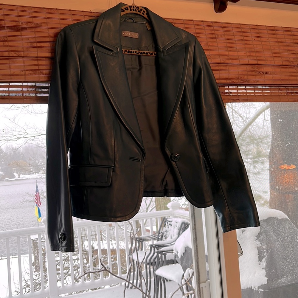 Turquoise/ Blue Leather Blazer